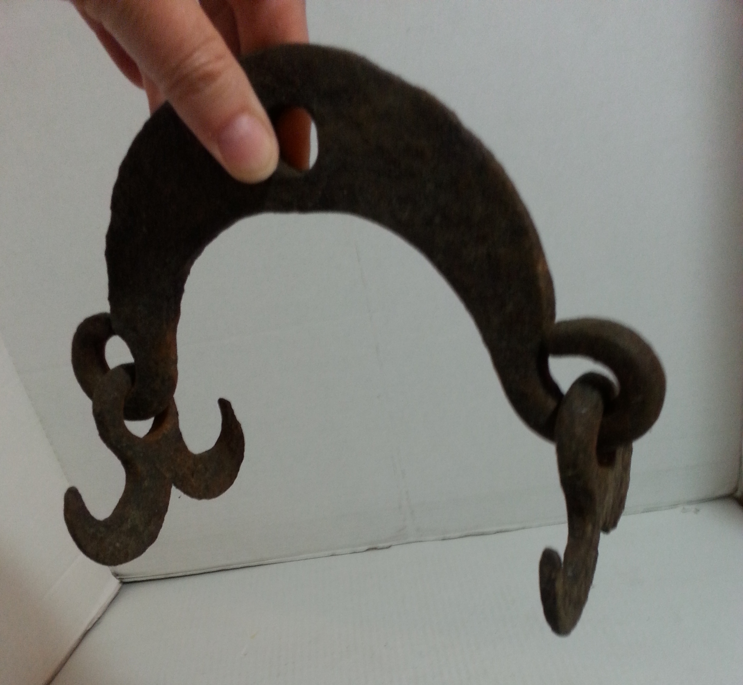 antique iron double hook